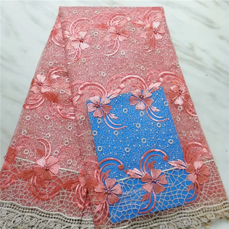 

Wholesale African Tulle Lace Fabric African French Lace Fabric High Quality With Stones Nigerian Embroidery Tulle French Lace 5y