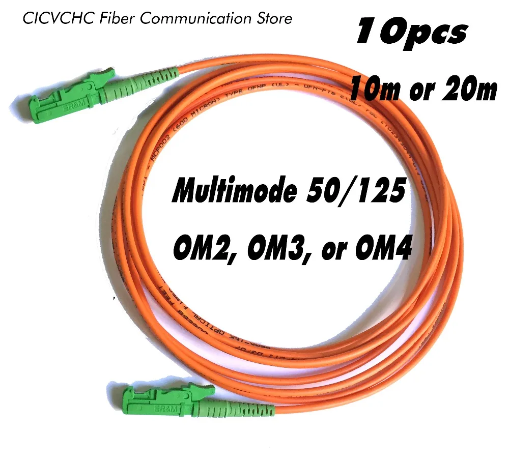 10pcs LSH(E2000)/APC-LSH(E2000)/APC-MM(50/125) OM2, OM3, OM4-10m, 20m-3.0mm Cable / Jumper