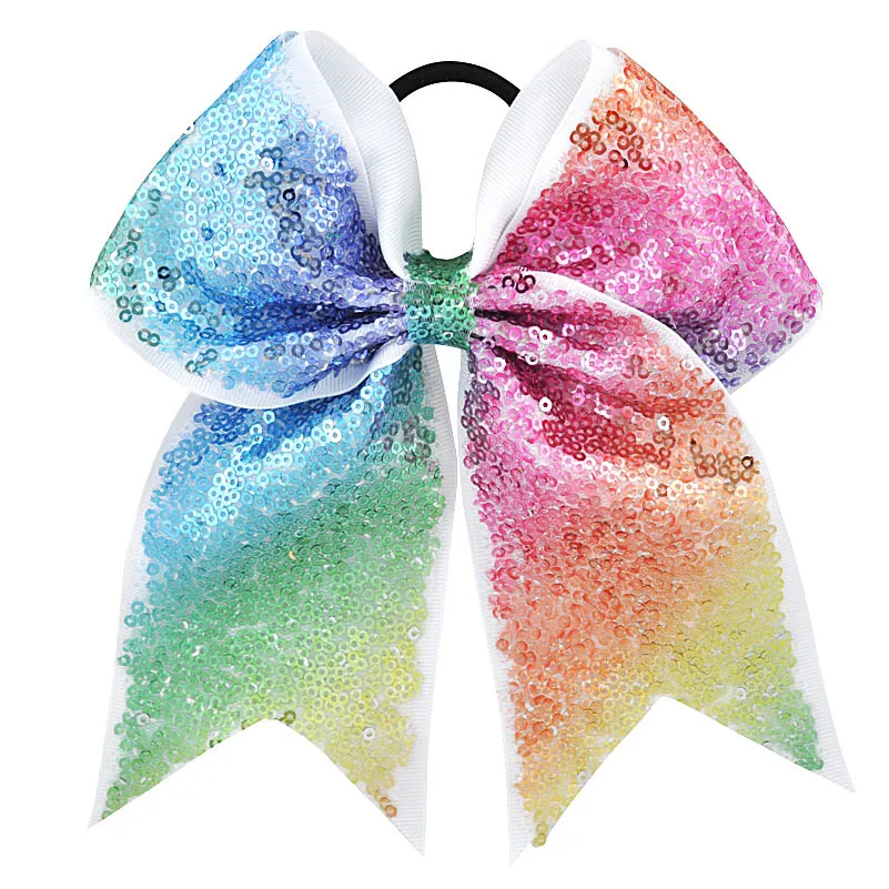 10pcs 7 Inch DIY Large Ribbon Hair Bows High Quality Sequins Sweet Children Girls Hairbow Elastic Bands Accessories | Аксессуары для