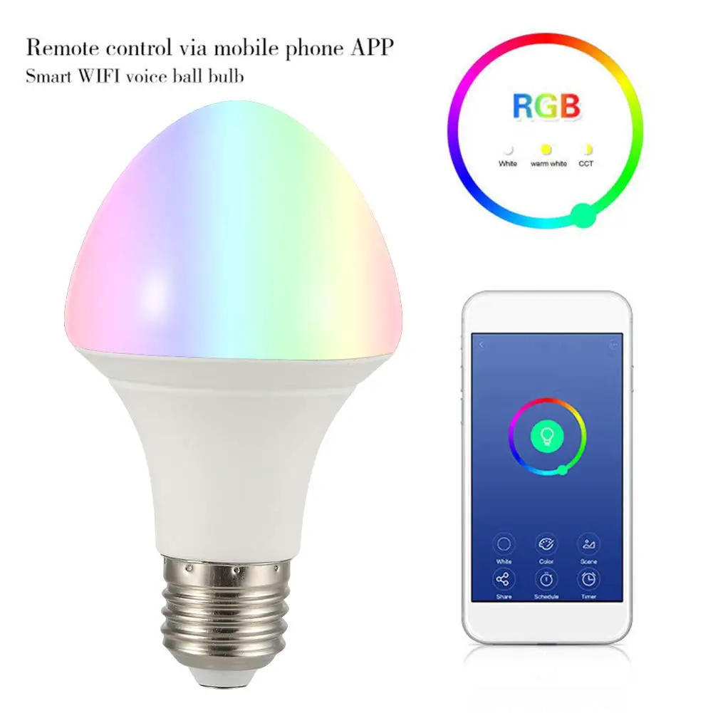 Vintagelll Смарт Wi Fi светодио дный лампочки 7 Вт E27 E26 B22 многоцветная затемнения RGB