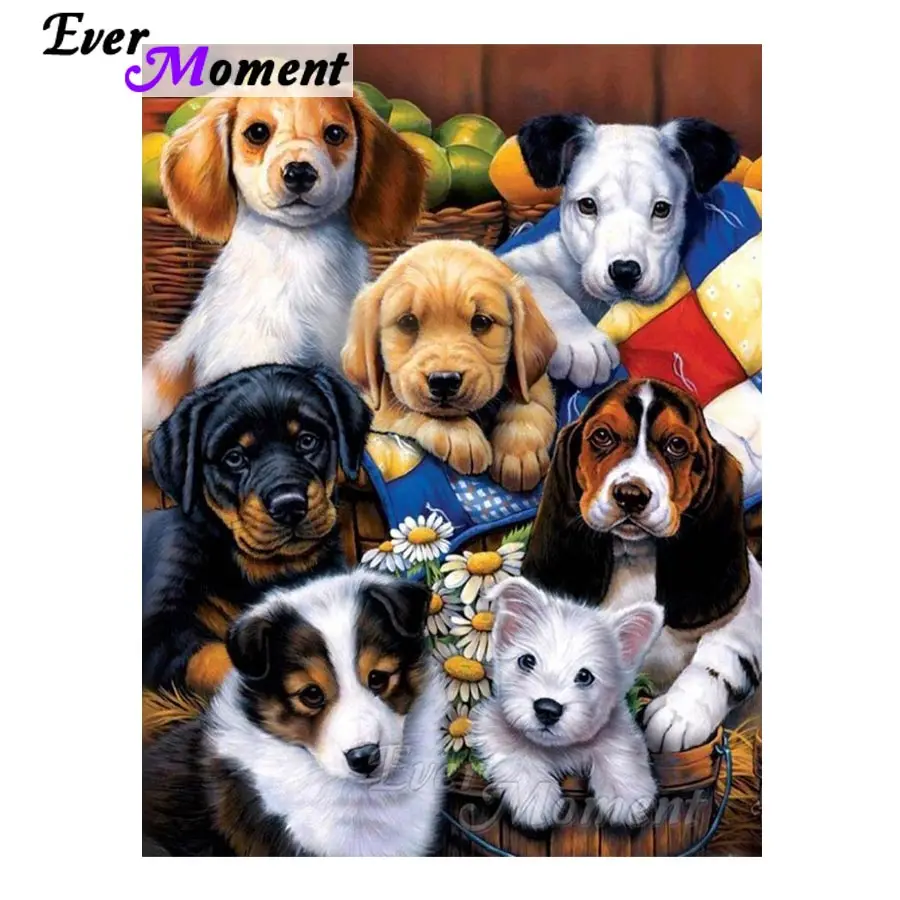 

Ever Moment Diamond Painting Dogs Animal Cross Stitch Diamond Embroidery 5D DIY Mosaic Handmade Home Gift ASF1247