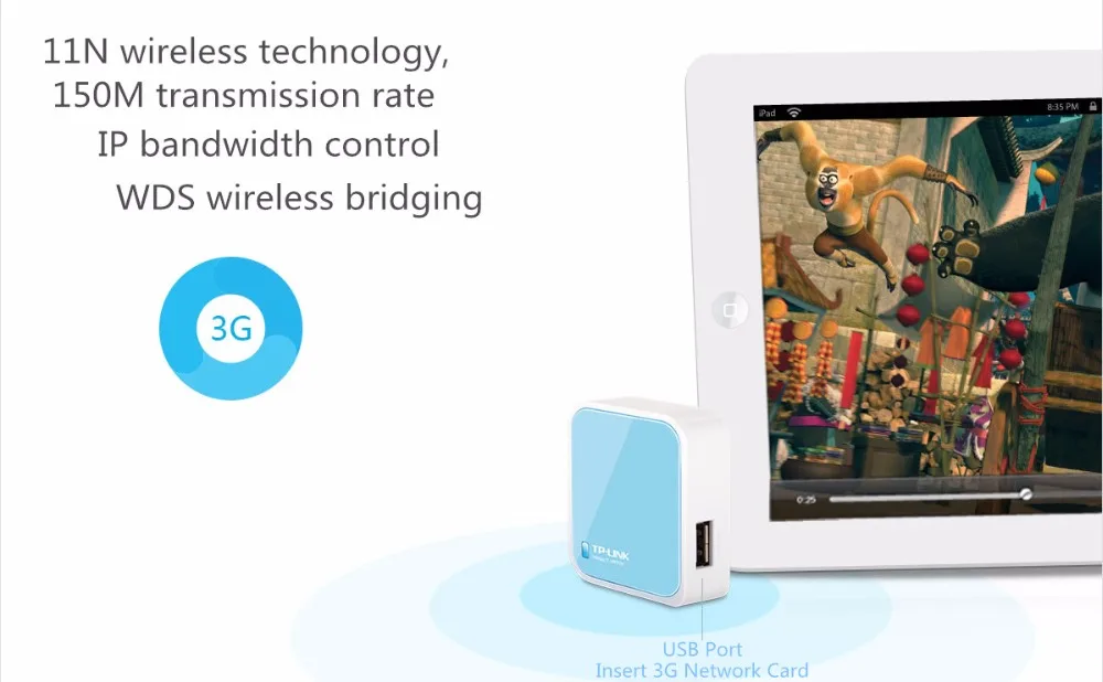 Tp-link WR703N компактный беспроводной роутер Wi-Fi 3g Портативный 150 Мбит/с Беспроводной Скорость передачи данных usb два Интерфейс