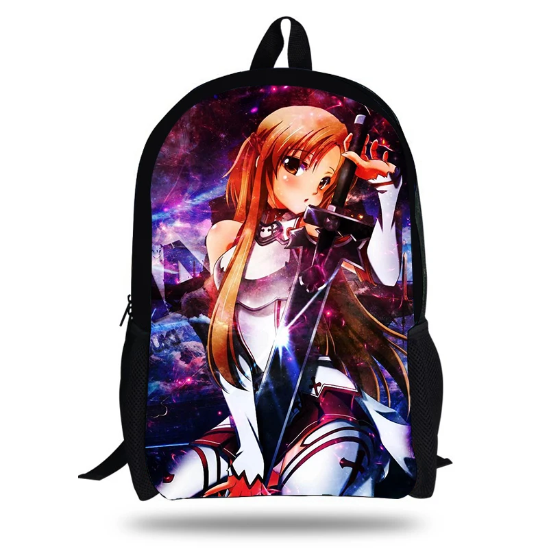 Печатные рюкзаки Anime Sword Art Online для девочек большой вместимости Рюкзак для студента Mochila Школьный рюкзак для детей Рюкзак.