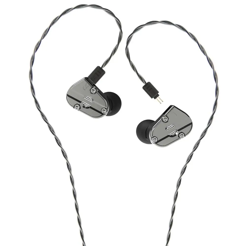 Гибридные наушники с тяжелым металлическим корпусом в ухо, наушники HIFI, монитор, спортивные наушники для бега, Revonext QT5 1DD+ 1BA - Цвет: Gun color no mic