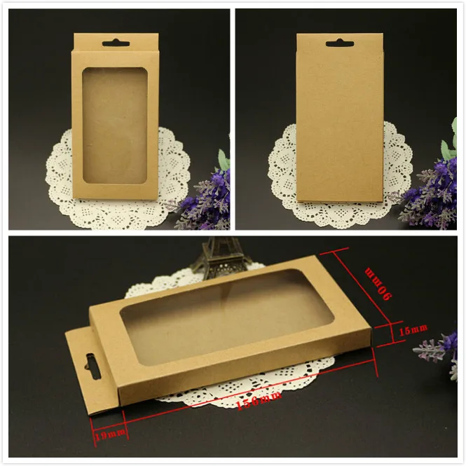 

50pcs Retail Kraft Paper Package Packing Paper Box Without Print For Iphone 8 7 6 6s Mobile Phone Case For Smausng S5 S6 Cover