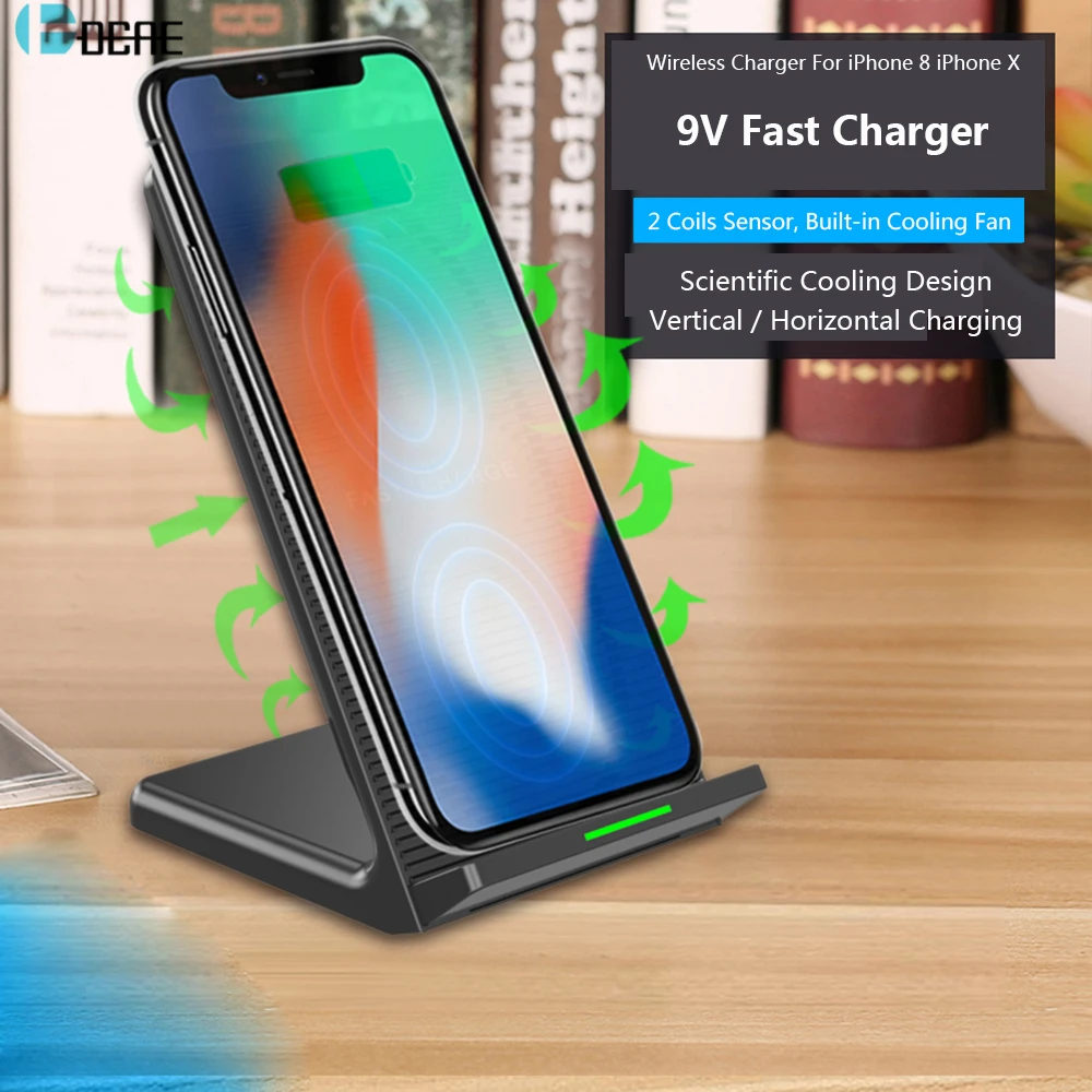 DCAE 10 Вт QI Беспроводное зарядное устройство для iPhone XS Max XR X 8 Plus Samsung S8 S9 Note 9