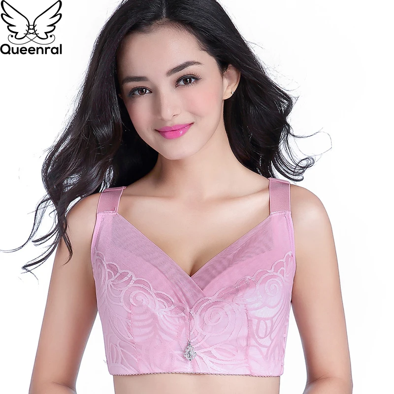 Queenral Bras For Women Underwear Lingerie BH Plus Size Brassiere Soutien Gorge Comfortable Breathable Wire Free Female Bralette