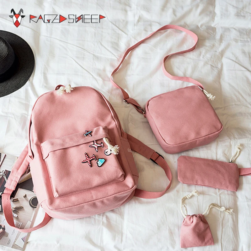 4 шт./компл. женские холщовые рюкзаки в Корейском стиле|schoolbags for teenagers girls|schoolbags