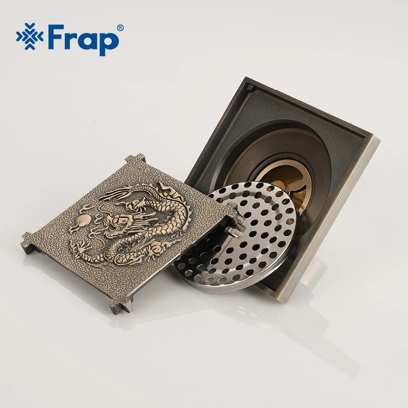 Дренаж для душа Frap 10x10 см античная прочная латунная напольная дренажная крышка