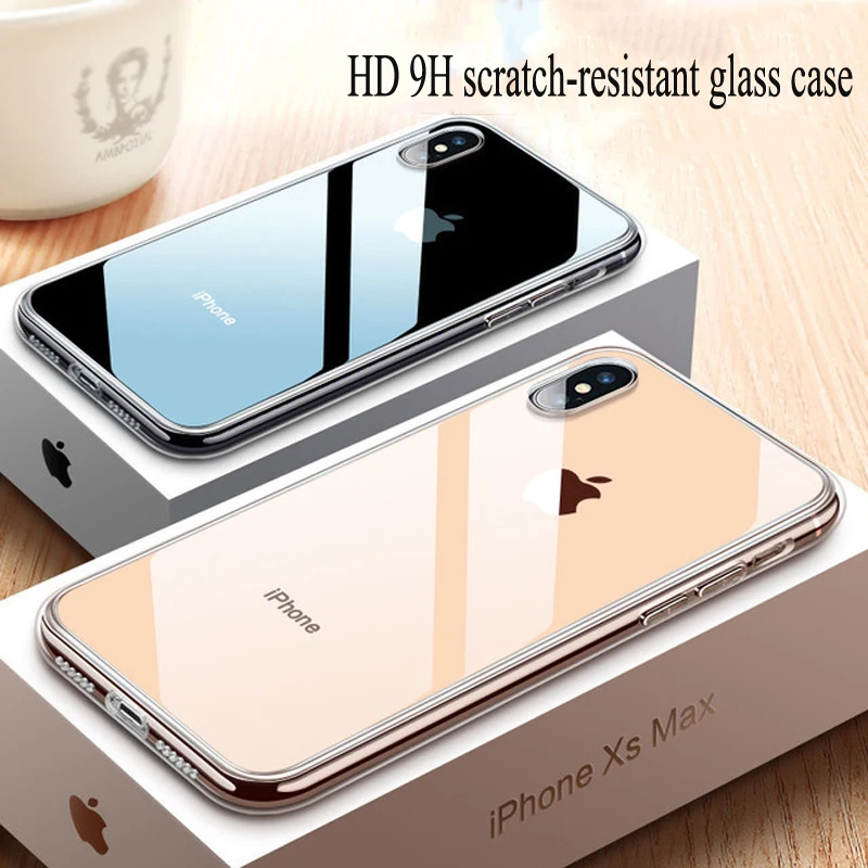 Креативный iPhone XS прозрачный стеклянный чехол Apple XSmax мобильный телефон 6/7/8plus/XR