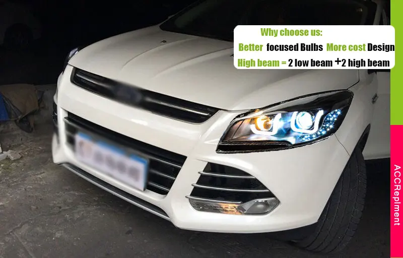 Автомобильный Стайлинг для Ford Escape Kuga головной светильник s U angel eyes 2013- для Kuga светодиодный светильник Q5 bi xenon объектив СВЕТОДИОДНЫЙ прожектор