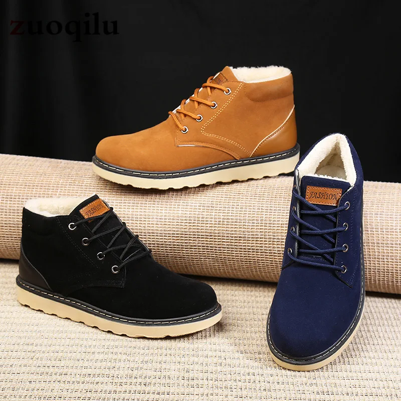 Модные мужские ботинки зимняя обувь теплые зимние на меху Мужская рабочая