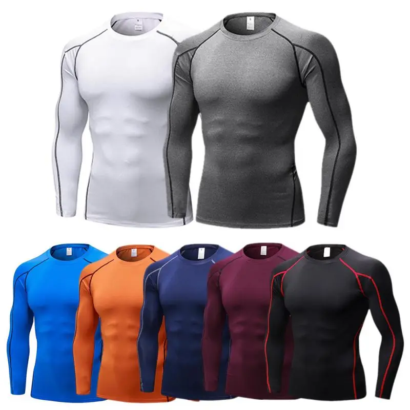 

2018 Men's Quick Dry Breathable T-Shirt Fitness Hip Hop T-Shirts Men Sport Long Sleeve Gym Fitness T Shirt