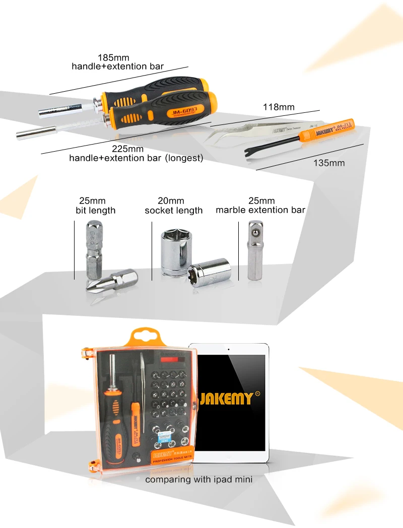 JAKEMY 34 в 1 Бытовая прорези Филлипс Torx Hex Инструментарий С вредительство бар и