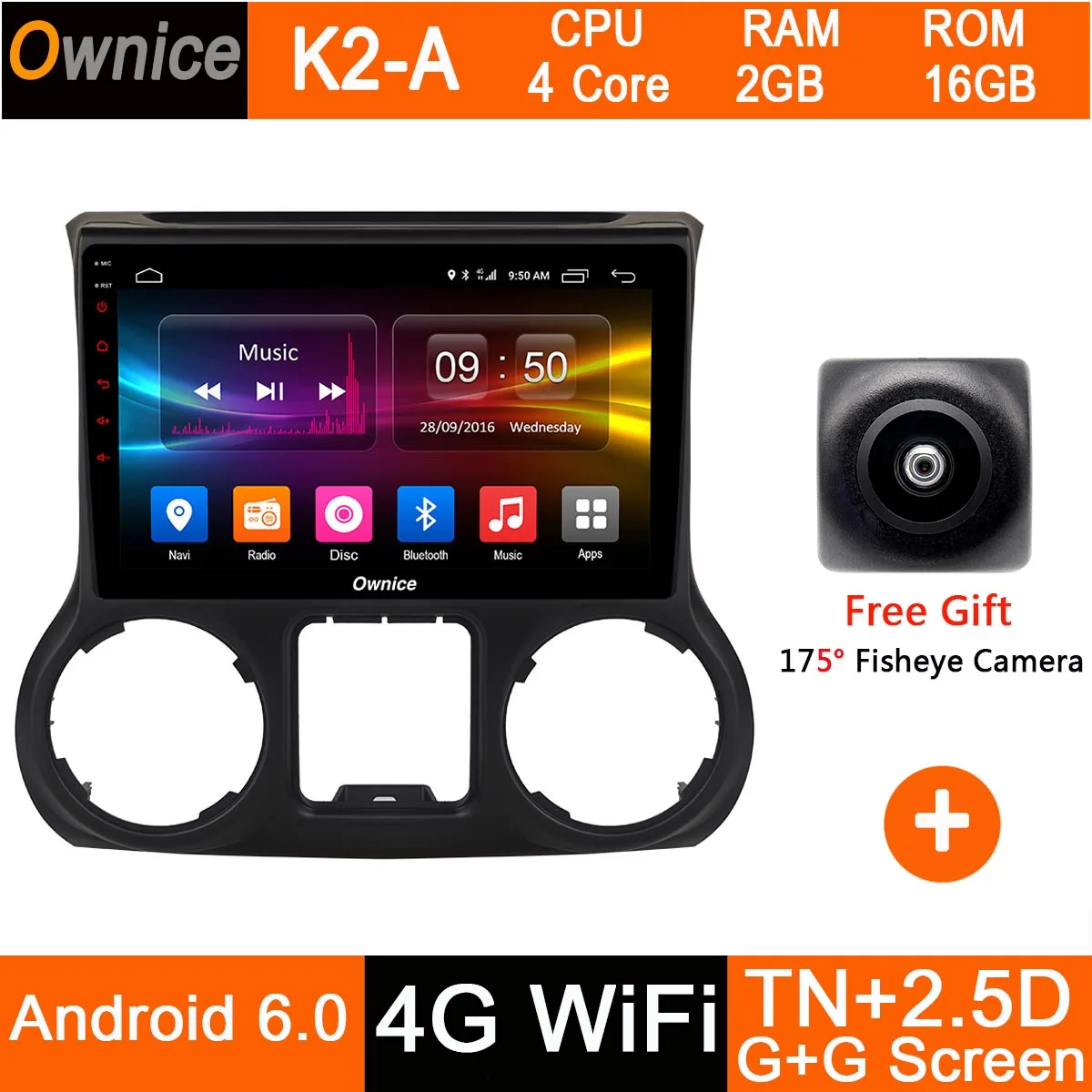 Android 9,0 8 Core 10," ips 4G+ 32G автомобильный проигрыватель с радио и GPS для Jeep Wrangler 2011 2012 2013 DSP CarPlay ADAS - Цвет: K2-A