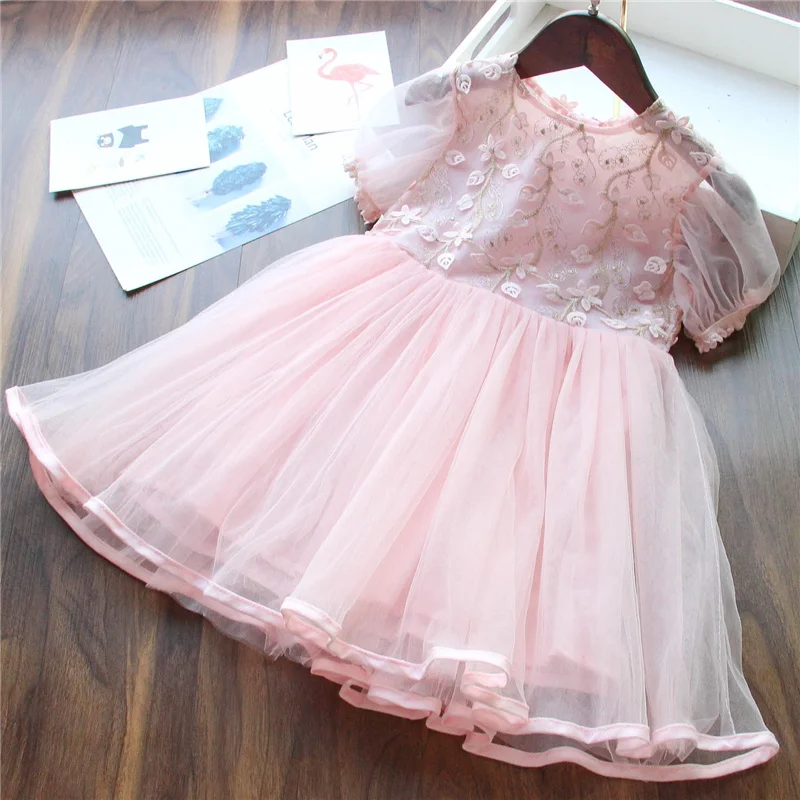 Children Infant Princess Dress Summer ruffles holiday Baby Girls Kids Mesh Wedding Party Embroidery Flowers Dresses Tutu 7 | Детская