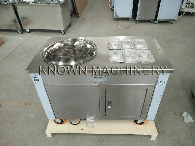 45 Cm Single Round Ice Pan With 6 Topping Tanks Of Fried Cream Roll Machine Refrigerated Cabinet | Бытовая техника
