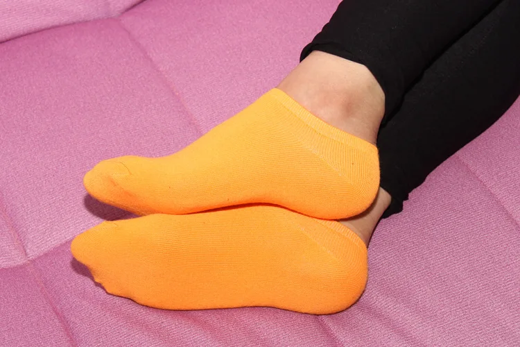 Бесплатная доставка женские носки флуоресцентные хлопковые тапочки яркие цвета