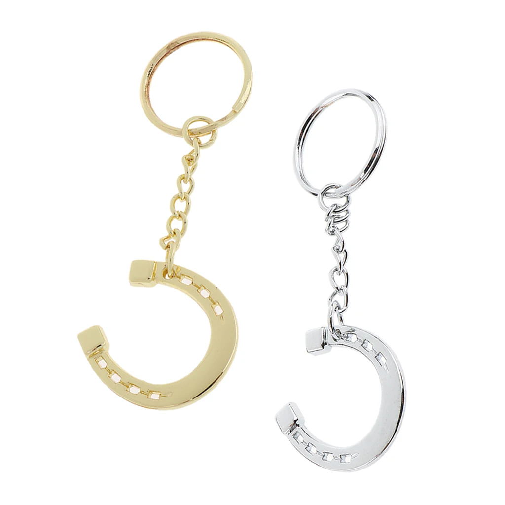 2 Pieces Zinc Alloy Novelty Horseshoe Pendant Keychain Key Ring Keys Holder