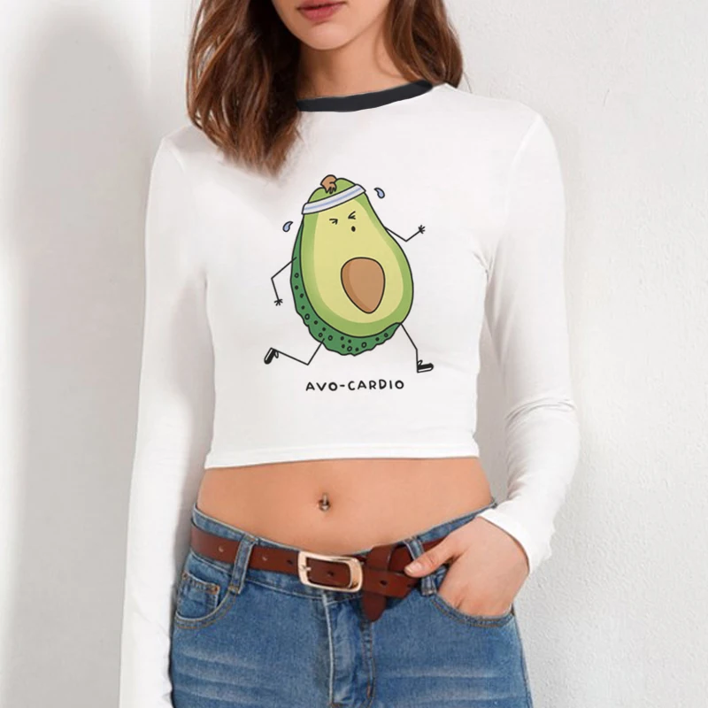 

Long Sleeve Crop Top T-Shirt Harajuku Letter Tops Fashion Casual Tees For Women Friends TV Show Shirt Gift T Shirt O-NECK