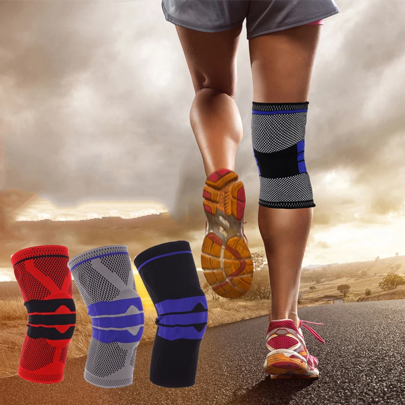 

Professional Elastic Fitness Knee pads Cycling Football Basketball Knee Protector Silicone Anti-collision Sports Knee Brace