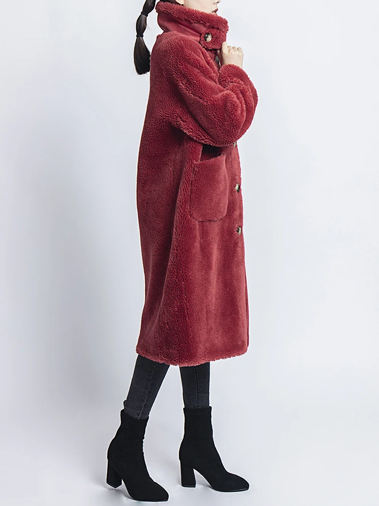 Abrigos mujer invierno, зимнее пальто из искусственного меха, 30% овечий мех, плюшевая куртка, женские длинные меховые пальто