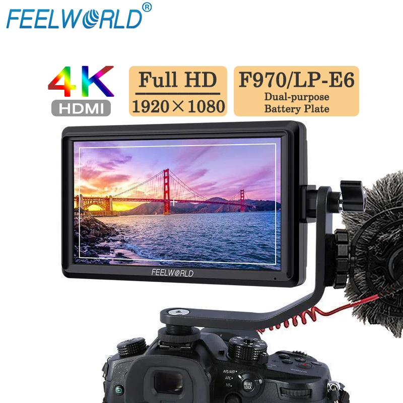 FEELWORLD FW568 5.5 inch 4K On Camera Field DSLR Monitor Small Full HD 1920x1080 IPS Video Focus Assist HDMI Include Tilt Arm |