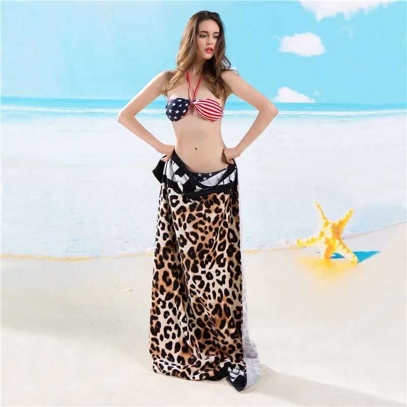 Модные загорать Leopard Beach Полотенца s 100% хлопок Для Женщин Йога Плавание Спорт