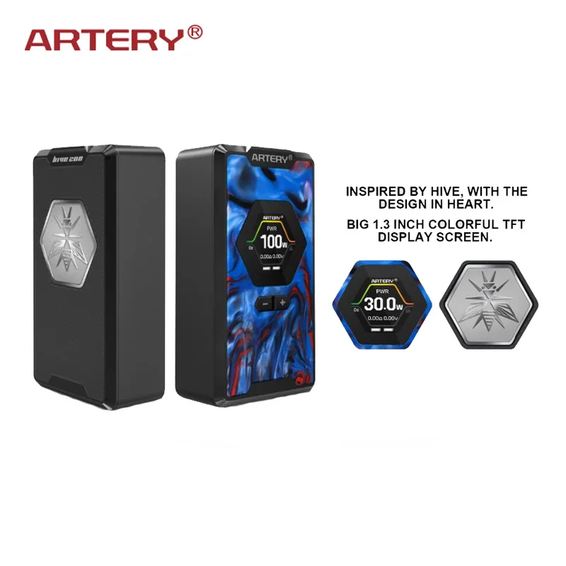 Оригинальный артерия улья TC 200 Вт коробка Vape мод питание от Двойной 18650 батареи