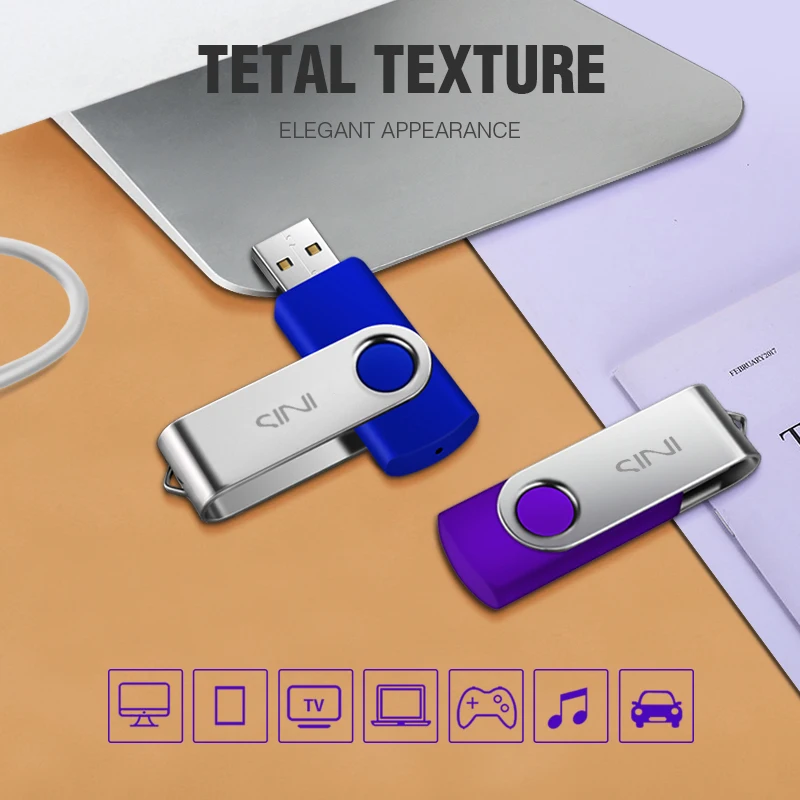 Синий USB флэш накопитель поворотный металлический cle флеш карта памяти 64 ГБ 4 8