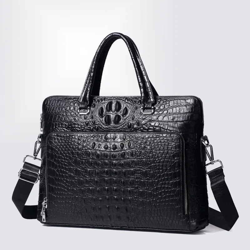 Luxury Crocodile Pattern Men's Briefcase Genuine Leather Handbags Men Business 14
