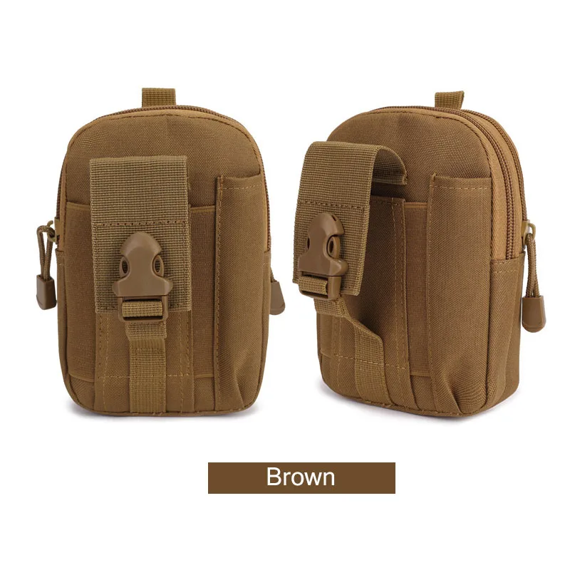Brown Мужская тактическая Сумка Molle, поясная сумка, маленький карман, военная поясная сумка, чехлы для телефона, для бега, путешествий, кемпинга - Цвет: Brown