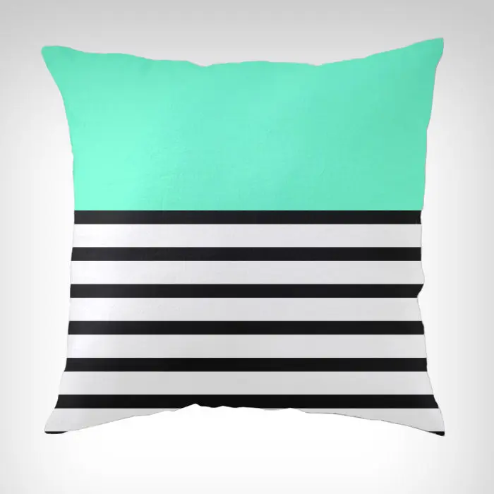 Современные синие украшения бирюзовые мятные черные и белые полосатые наволочки