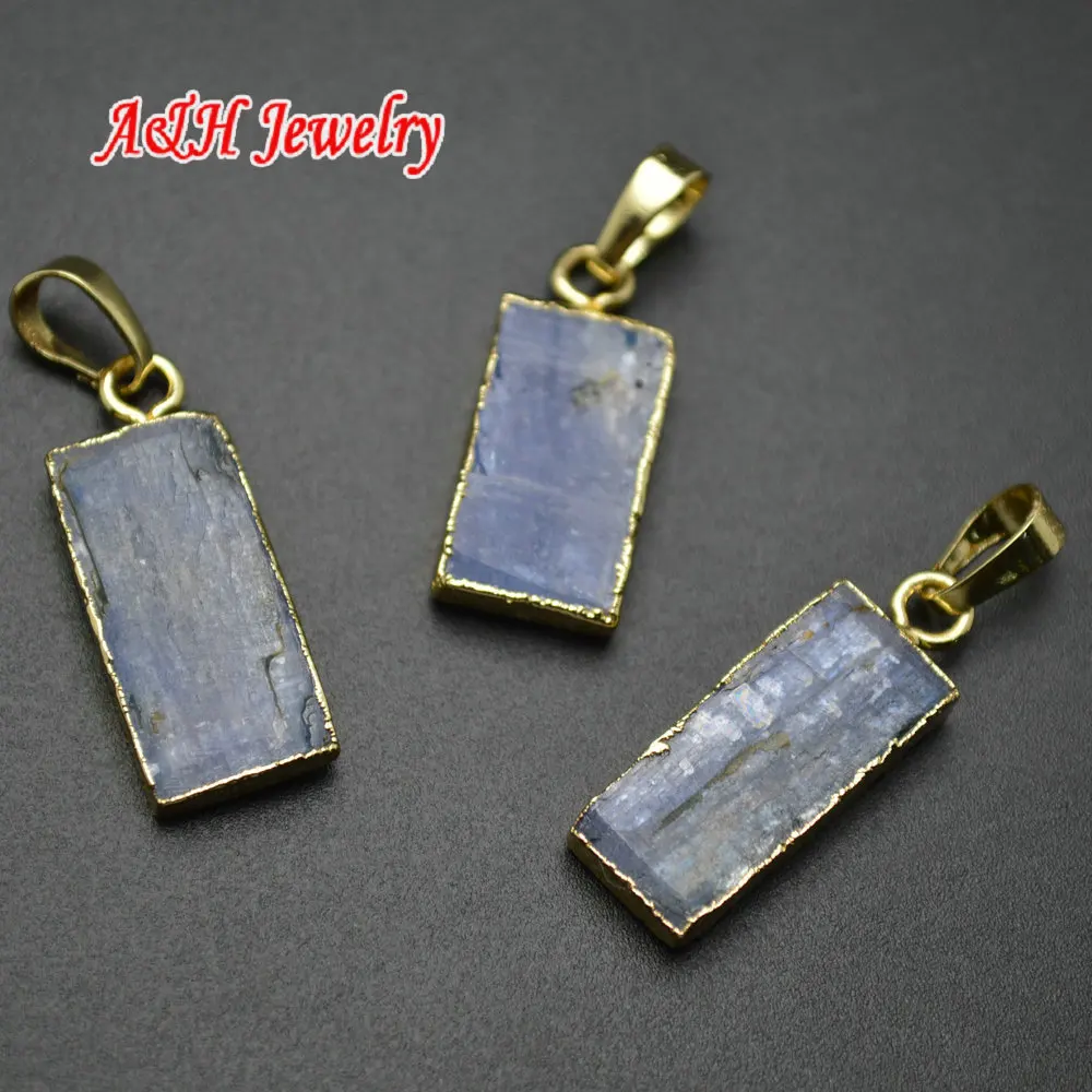 

Natural Kyanite 12x24mm Lovely Size Gold Color Pendant Size Fashion Necklace Jewelry Making Materials