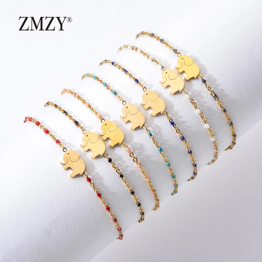 ZMZY Dainty браслет со слонами подвеска золотого цвета Femme цепочка на запястье