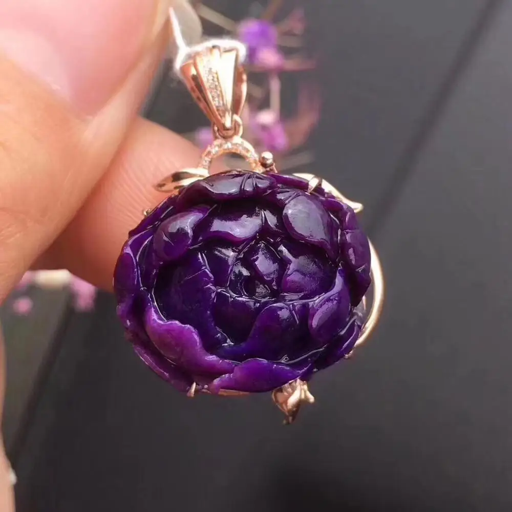 Ожерелье Sugilite изысканное ювелирное изделие чистое 18 К золото натуральное Южно