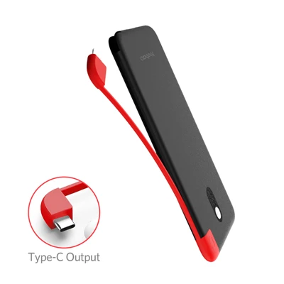 Yoobao S5K 5000mAh повербанк со встроенным сьёмным кабелем внешний аккумулятор ультратонкий пауэрбанк портативное зарядное устройство для телефонов - Цвет: BK-Type C Output