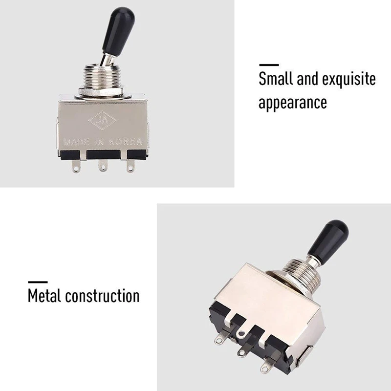 1Pc Guitar 3 Way Toggle Switch Metal Enclosed Selector With Black Tip Knob Replacement Part For Lp Style Electri | Спорт и