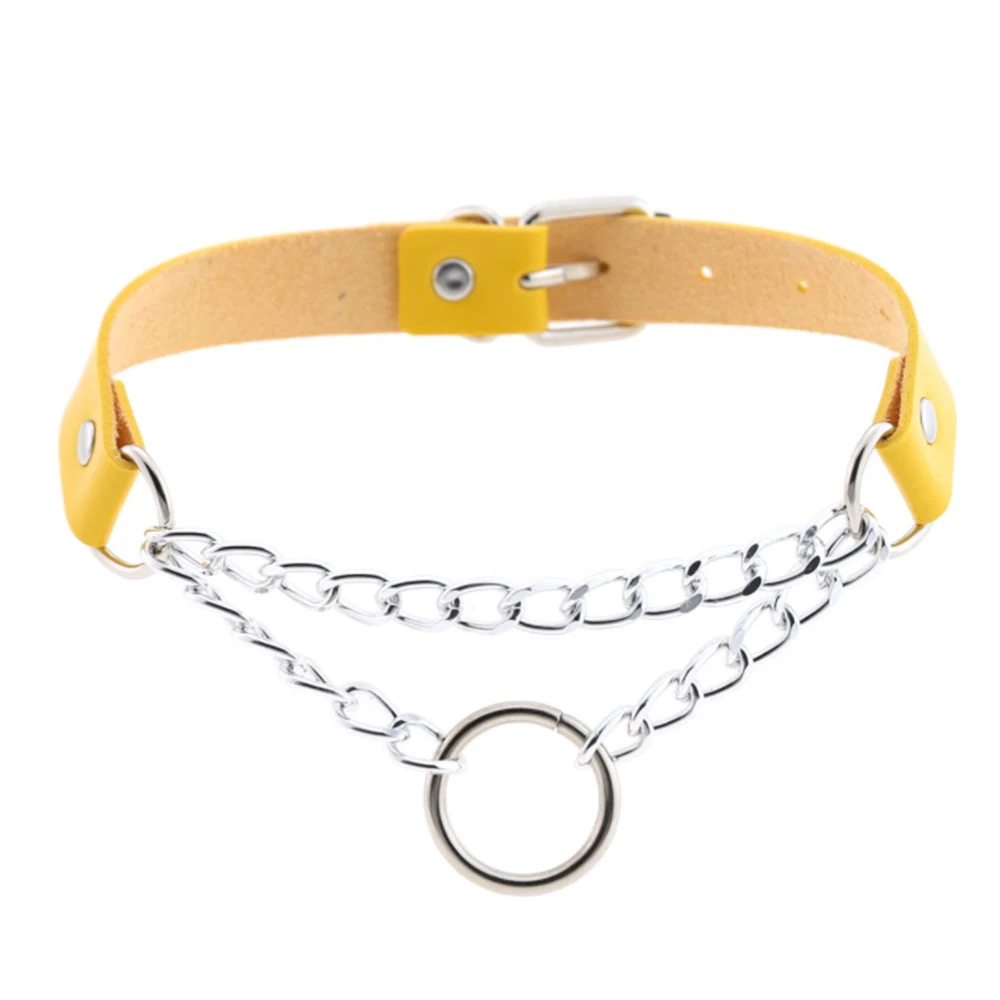 Золотой цвет Harajuku Black Goth Choker Necklace Sexy Pu Leather Punk Rock Collar Bondage Choker Gothic Jewelry Party Necklace Accessories - Окраска металла: Золотой цвет