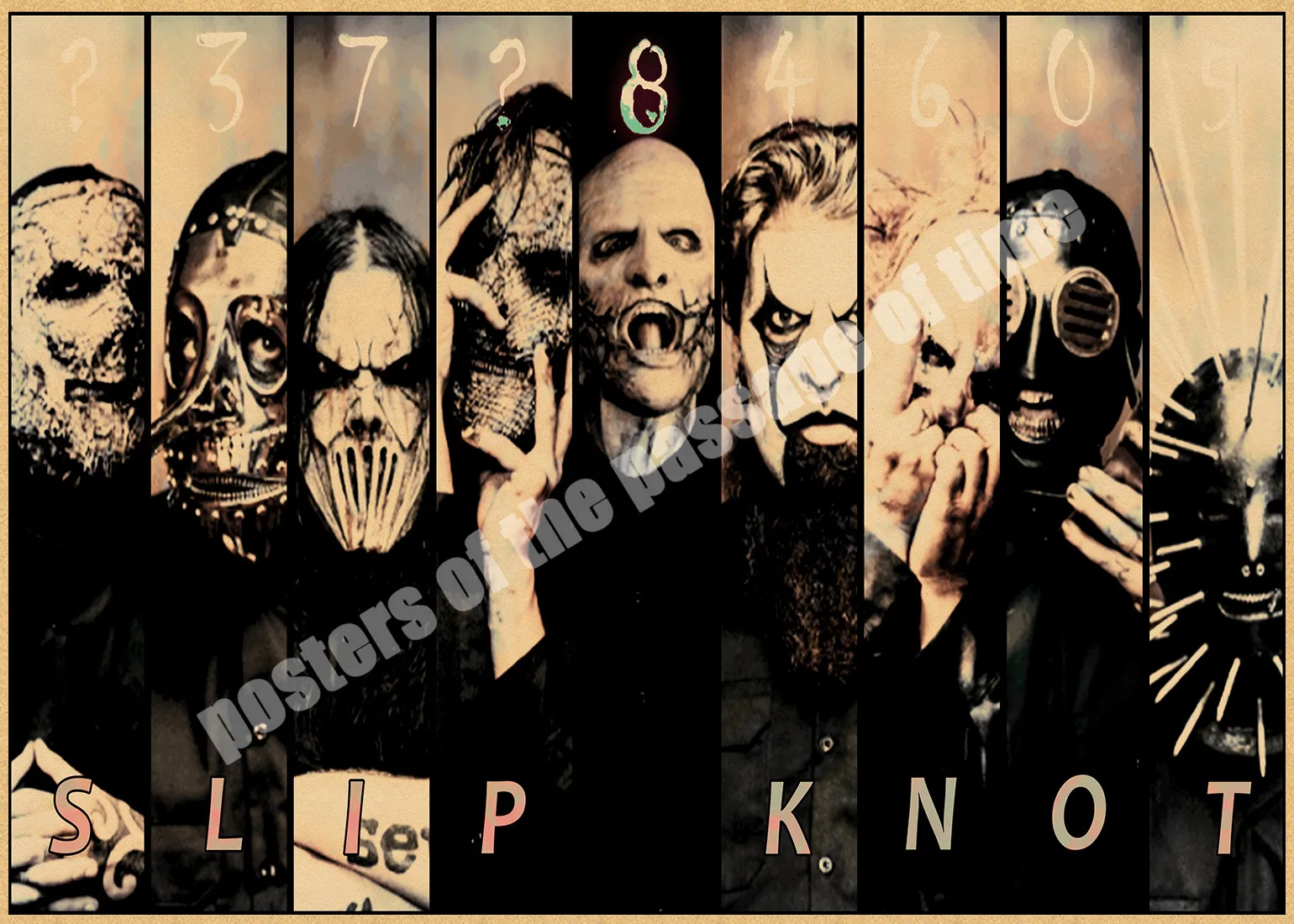 Slipknot тяжелый металл плакат/рок-группа/крафт-бумага/Бар плакат/наклейки на стены/Ретро плакат/декоративная живопись/30*20 см - Цвет: Золотой