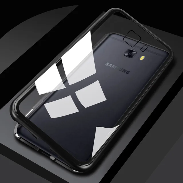 Clear Black Магнитный Роскошный чехол для телефона для samsung Galaxy C7 C9 Pro Чехол на магните полный Чехол на C7 Pro C9 закаленное стекло PC жесткий чехол на заднюю панель - Цвет: Clear Black