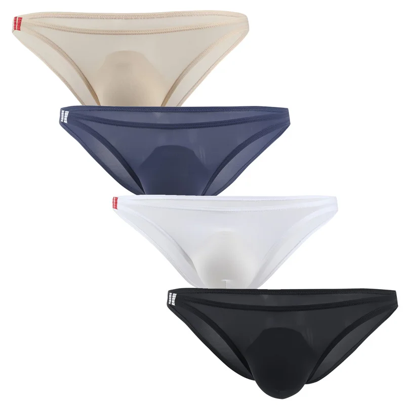 

4PCS/10PCS Ice Silk Ultra-thin Breathable Mens Sexy Underwear Briefs Men Seamless Sexy Panties Pouch Bikini Erotic Underwear