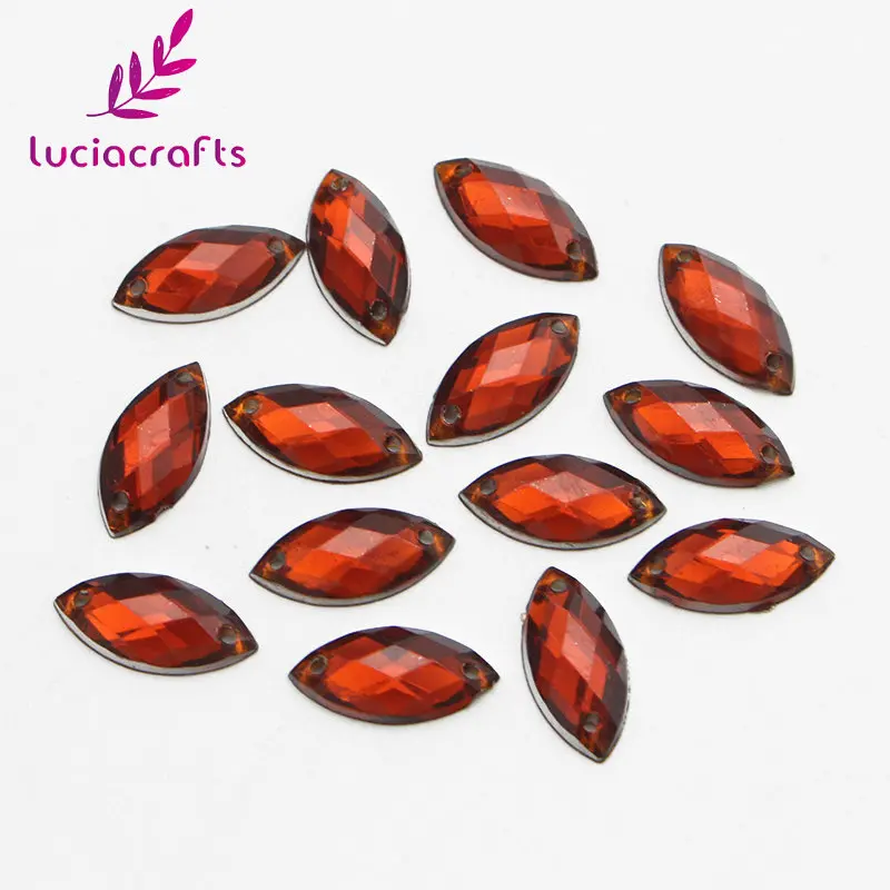 Lucia crafts 7*15 мм пришивные стразы кристалл акриловые камни две бусины с отверстиями DIY для одежды/сумки 50 шт./лот D1110