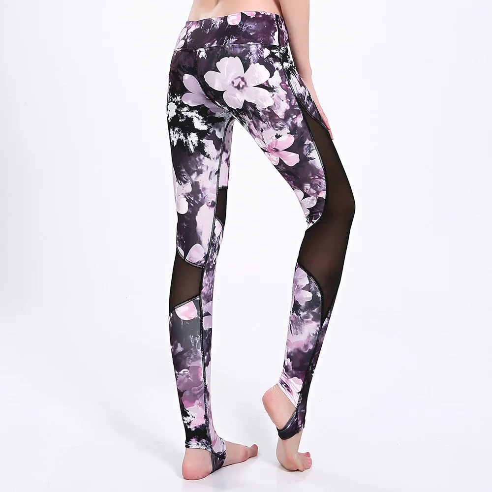 Черные боковые сетчатые панели полная Длина Высокая талия женские спортивные