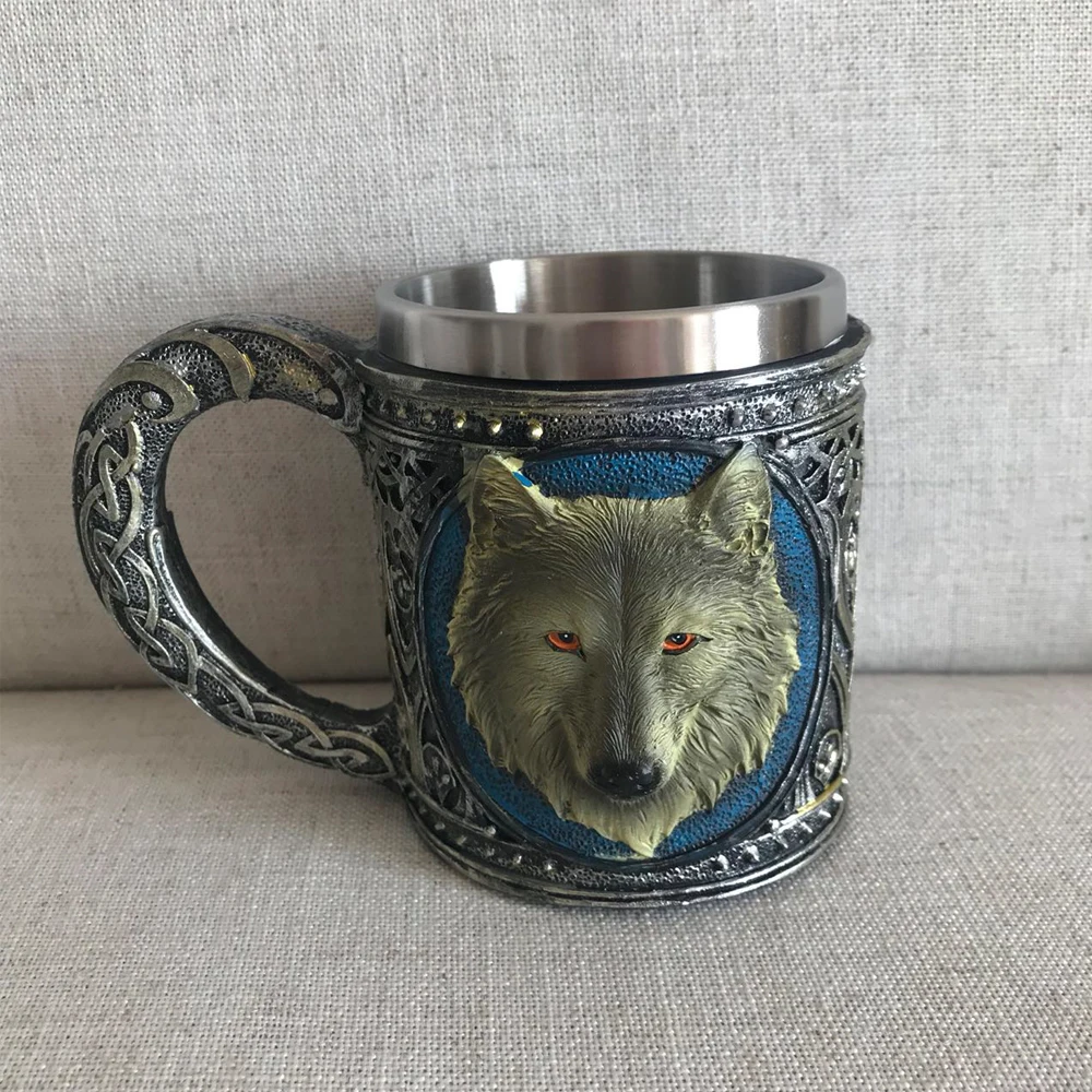 Кофейная кружка игристое пиво животное волк король Танкард чашка из нержавеющей