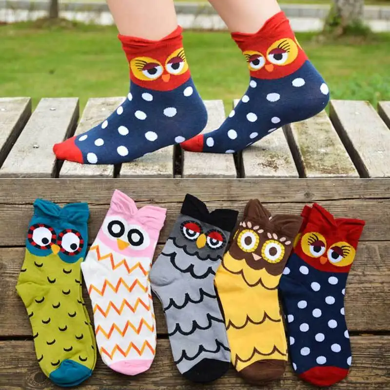 Носки с рисунком Совы Новое поступление 1 пара хлопковые носки животными сезон