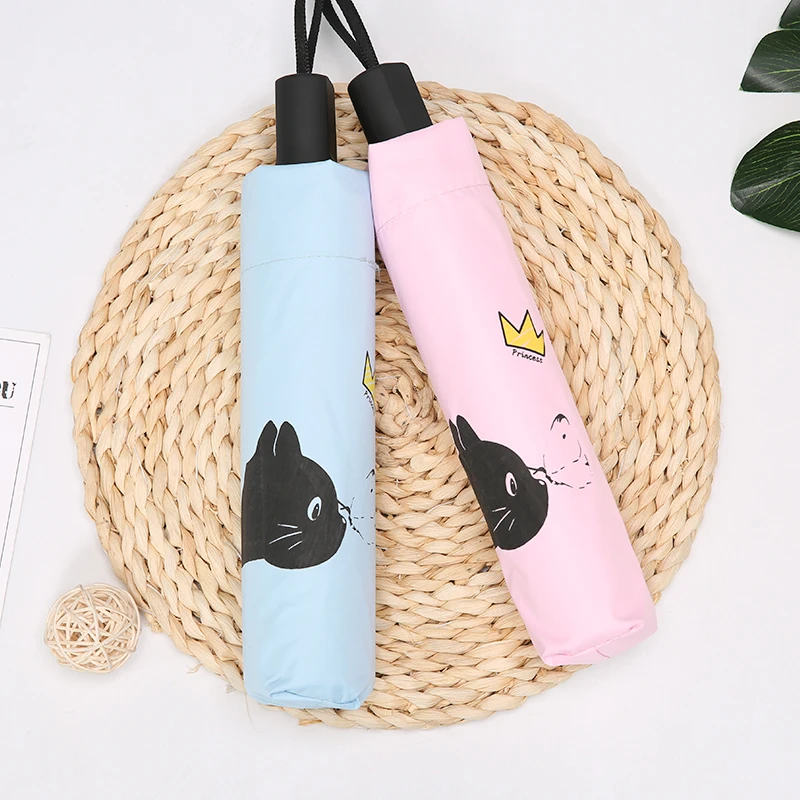 Индивидуальный трехскладной Зонт женский мультяшный милый студенческий