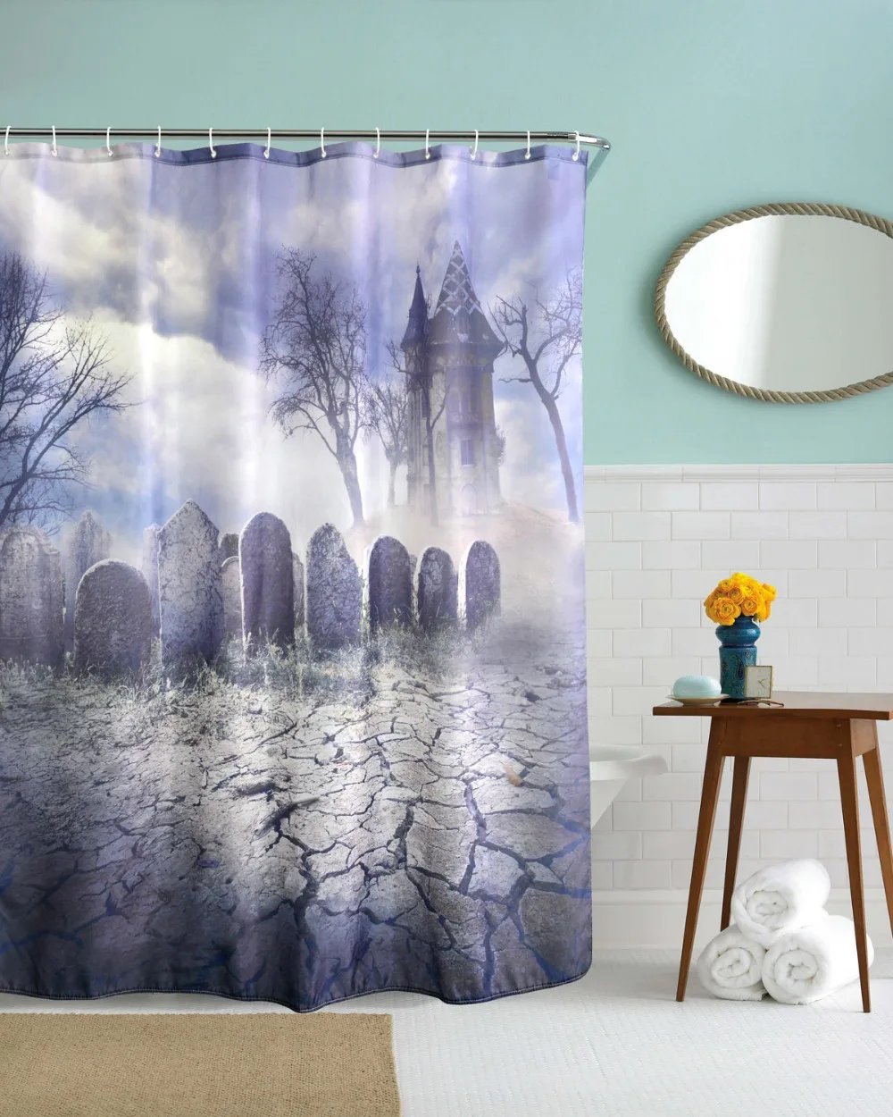 3D крутые надгробия ванная комната занавески для душа водонепроницаемый