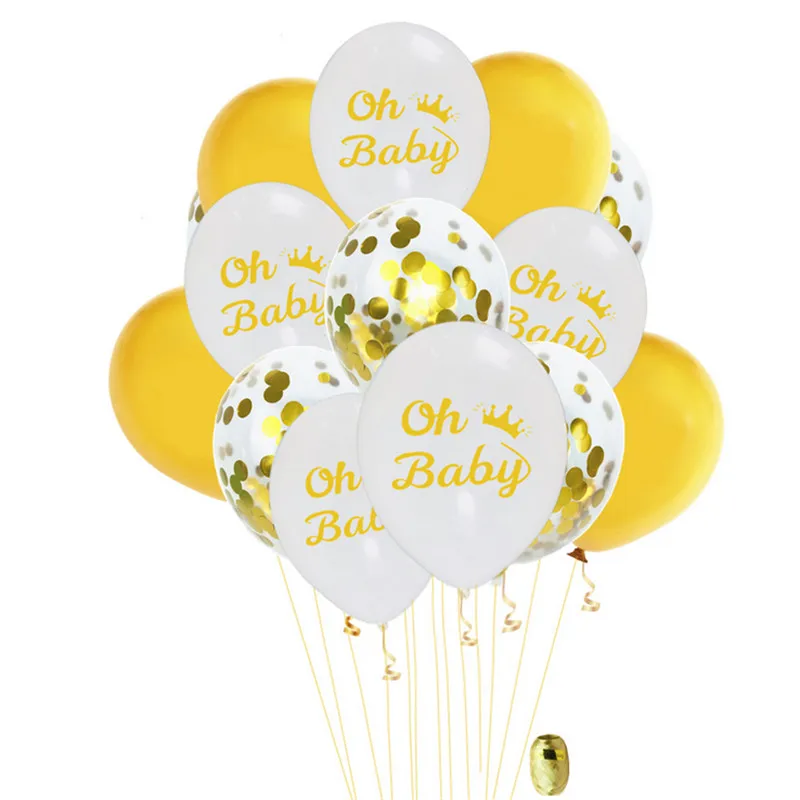 12-дюймовые шары с конфетти Oh Baby рисунком белые золотые латексные оформление