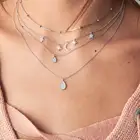 Женское многослойное ожерелье, с кристаллами, луной, пятиугольной звездой и каплями воды